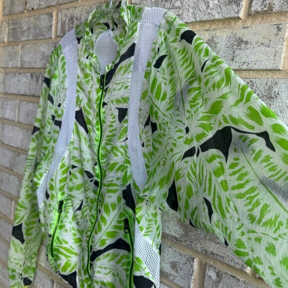 Alo Long Sleeve Zip Front Palm Print Sheer Cropped Sunset Jacket Women's Size S - Picture 6 of 8